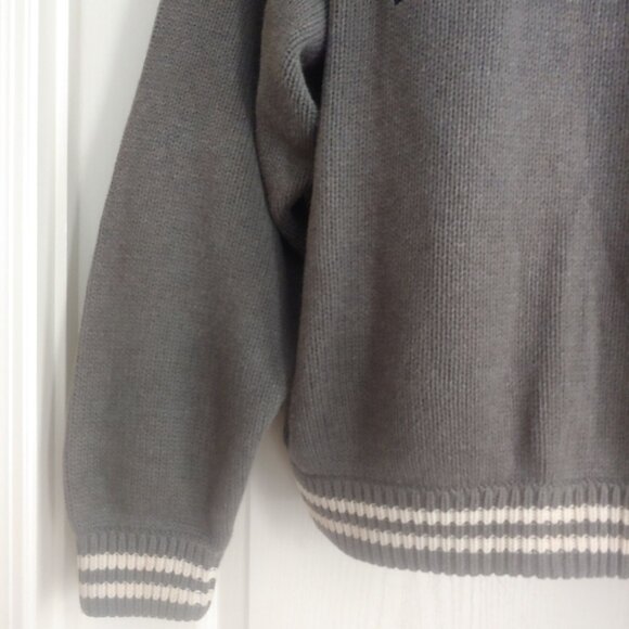 Tommy Hilfiger Thick Woven Crew Neck Large F/Back Logo Blue/Grey Mens XL Preppy - Picture 5 of 12